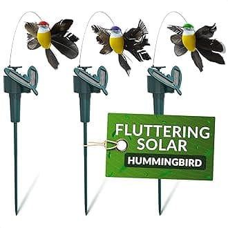 3 Pcs Hummingbird Garden Stakes That Move Like Real Birds - Decorative Garden Stakes, Fluttering Moving Hummingbird Decor, Waterproof Battery Powered Yard Decorations Outdoor for Plants Patio Lawn
