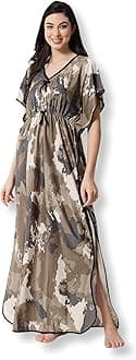 Women's Silk Geometric Print Maxi Nightgown