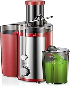 Juicer, Reemix Centrifugal Juicer Machines Whole Fruit and Vegetable, 3-inch Wide Mouth Juicer Extractor with 2 Speeds, Brush Included Easy to Clean (Red, 800W)