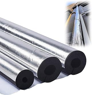 Outdoor Foam pipe insulation tubing, for On air conditioning lines on Heat Pump, Insulated tubes prevent heat loss, ID 22mm (7/8")-165mm (6-1/2") aluminum foil Foam Tubing(22mm(ID) x15mm)
