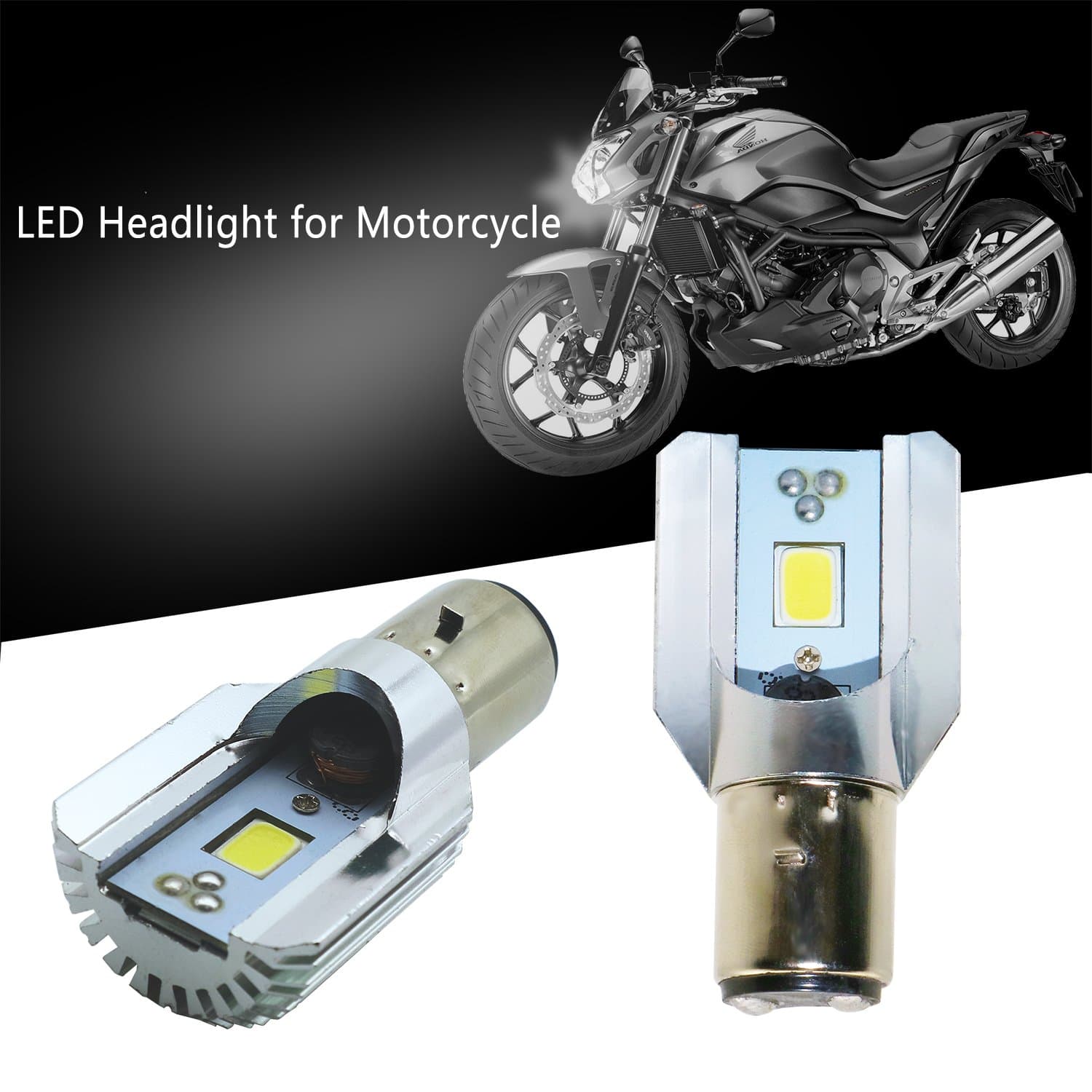 Motorcycle Led Headlight COB Ba20d Bulb High Low Beam DC 12V H/L