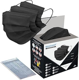 QUARANT Meltblown - SMMS Fabric 3 Ply Disposable Face Mask with Nose Clip and Reusable Travel Pouch for Unisex