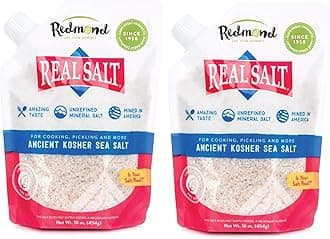 Redmond Real Sea Salt - Natural Unrefined Gluten Free Kosher, 16 Ounce Pouch (2 Pack)