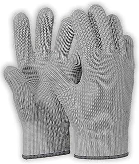 1 Pair Grey Heat Resistant Gloves Oven Gloves Heat Resistant with Fingers Mitts Kitchen Pot Holders Cotton Kitchen Holders Double Oven Mitts Set with Fingers