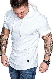 Mens Fashion Athletic Hoodies Sport Sweatshirt Solid Color Fleece Pullover