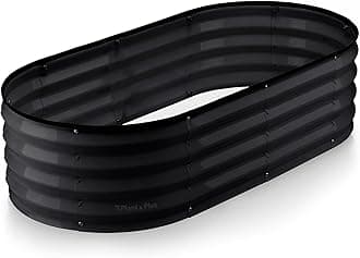 Plant & Plot Galvanized Raised Garden Beds Outdoor // 4×2×1 ft Planter Raised Beds for Gardening, Vegetables, Flowers // Large Metal Garden Box (Black) // Patented Tool-Free Design