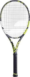 BabolatPure Aero + Tennis Racquet (7th Gen) - Strung with 16g White Babolat Syn Gut at Mid-Range Tension