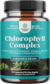 Chlorophyll Capsules for Cleanse and Detox Support - Internal Deodorant Pills for Body Odor with Mint & Parsley Extract Healthy Skin Immunity & Digestive Support - Vegan Non-GMO & Gluten Free (90ct)