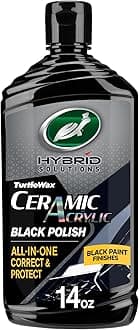 Turtle Wax Hybrid Solutions Ceramic Acrylic Black Car Polish and Wax, Car Scratch Remover & Car Paint Restorer for Black Cars, Deep Shine, Ceramic Coating Protection & Water Beading, 14 oz (Pack of 1)