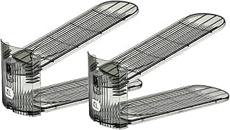 Uni HIMO Shoe Slots Organizer, Clear Shoe Stacker, Adjustable Level Shoe Rack,Storage Space Saver for Sneakers Display (Grey Transparent, 2Pack)