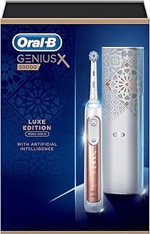 Oral-B Genius X Oral-B Genius X Luxe Edition with Rose Gold Electric Toothbrush, 3 Sensi Ultrathin Toothbrush Heads, Gum Pressure Sensor, Smart USB Travel Case, 2 UK Pin Plug