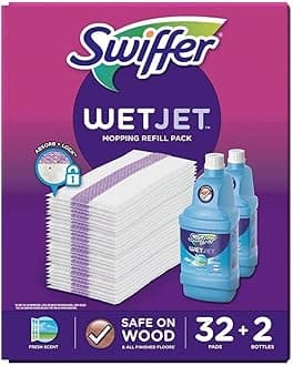 Swiffer Wetjet Mopping Refill Pack (32 Refill Pads + 2-1.25L Bottles of Cleaner)F