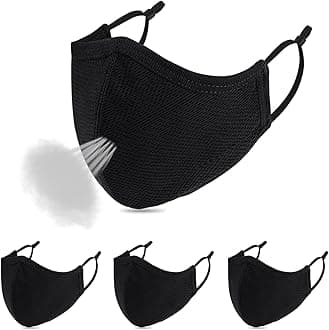 comfso Black Face Mask,Cloth Reusable Face Masks, Adjustable Ear Loops, Travel Masks, Breathable Adult Masks Washable for Men Women