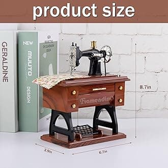 Framendino, Vintage Sewing Machine Jewelry Clockwork Music Boxes for Home Desk Decoration