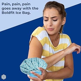 Boldfit Hot Water Bag Ice bag for Pain Relief Cold Ice Pack Bag for Pain Relief Cold Water Bag for Pain Relief, Injuries, and Cold Therapy Comes with Leak-free Closure - Blue 7.5 Inch