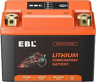 EBL YTX4L-BS YTZ5S-BS YTX5L-BS YTZ6-BS Lithium Motorcycle Battery LiFePO4 12V 2.5Ah,150A Built in BMS Powersports Battery for ATV, UTV, Jet Ski, Snowmobile, Quad, Motor bike,Tractor, Maintenance Free