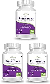 Natures Velvet Lifecare Punarnava Pure Extract 500 mg, 60 Veggie Capsules - Pack of 3