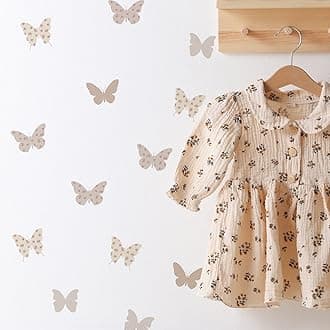 QUCHENGAnimal Wall Stickers Boho Butterfly Wall Décor Girls Bedroom Decal Removable Kids Stickers Toddler Nursery Vinyl Waterproof Decoration 6 Sheets
