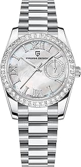 HaiQin Pagani Design Women's Elegant Quartz Watch Diamonds Series Stainless Steel Strap Japanese Movement Waterproof Light Luxury Wristwatch Date