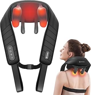 Comfier Shiatsu Neck & Shoulder Massager Wireless 4D-Rotation Neck Massage with Heating and Vibration, Electric Massage Device for Office Home, Gift Mom Dad