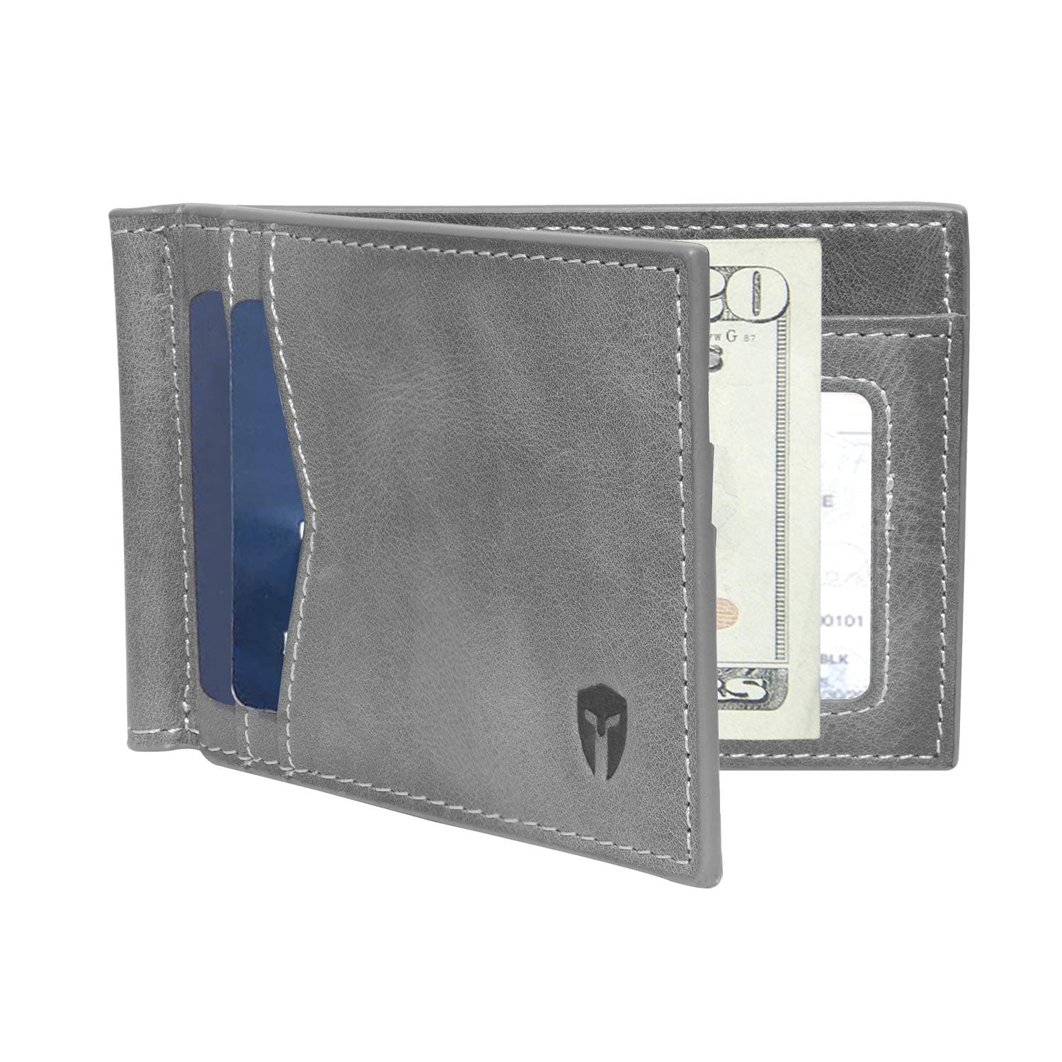 Bryker Hyde RFID Blocking Slim Minimalist ID Inside Front Pocket Wallet, Premium Full Grain Leather, Money Clip, 9 card Slots, Leather (Slate Gray)