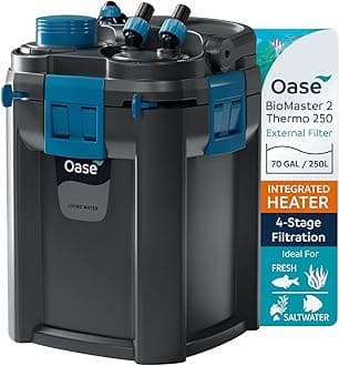 OASE BioMaster 2 Thermo 250 Canister Filter for Aquariums – External Aquarium Filter with Built-in Heater – EasyClean Pre-Filter, Quiet Operation – Freshwater & Saltwater, Up to 70 Gallons