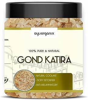 AYUORGANIX Gond Katira 300g – 100% Natural & Edible Tragacanth Gum | Ayurvedic Cooling Herb for Summer Drinks, Digestion & Skin Care | Organic Gond for Falooda, Sharbat & Weight Management