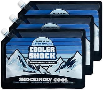 Cooler Shock Reusable Ice Packs for Cooler - Long Lasting Cold Freezer Packs for Coolers and Lunch Boxes - Cooler Ice Packs for Camping Gear, Fishing, Road Trips, Beach Must Haves