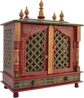Kamdhenu art and craft Wooden Temple/Home Temple/Pooja Mandir/Pooja Mandap/Temple for Home (Jlnew) - 9.5X21 Inch