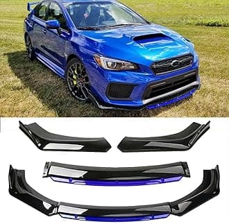 DREAMIZER Car Universal Front Bumper Lip 4pcs Body Kit Chin Spoiler Splitter Diffuser Protector Compatible with Toyota Honda Nissan Hyundai and More (Blue)