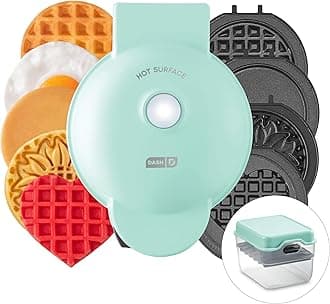 DASH Multimaker Mini System - Waffle Maker with Six 4” Removable Plates & Sto...