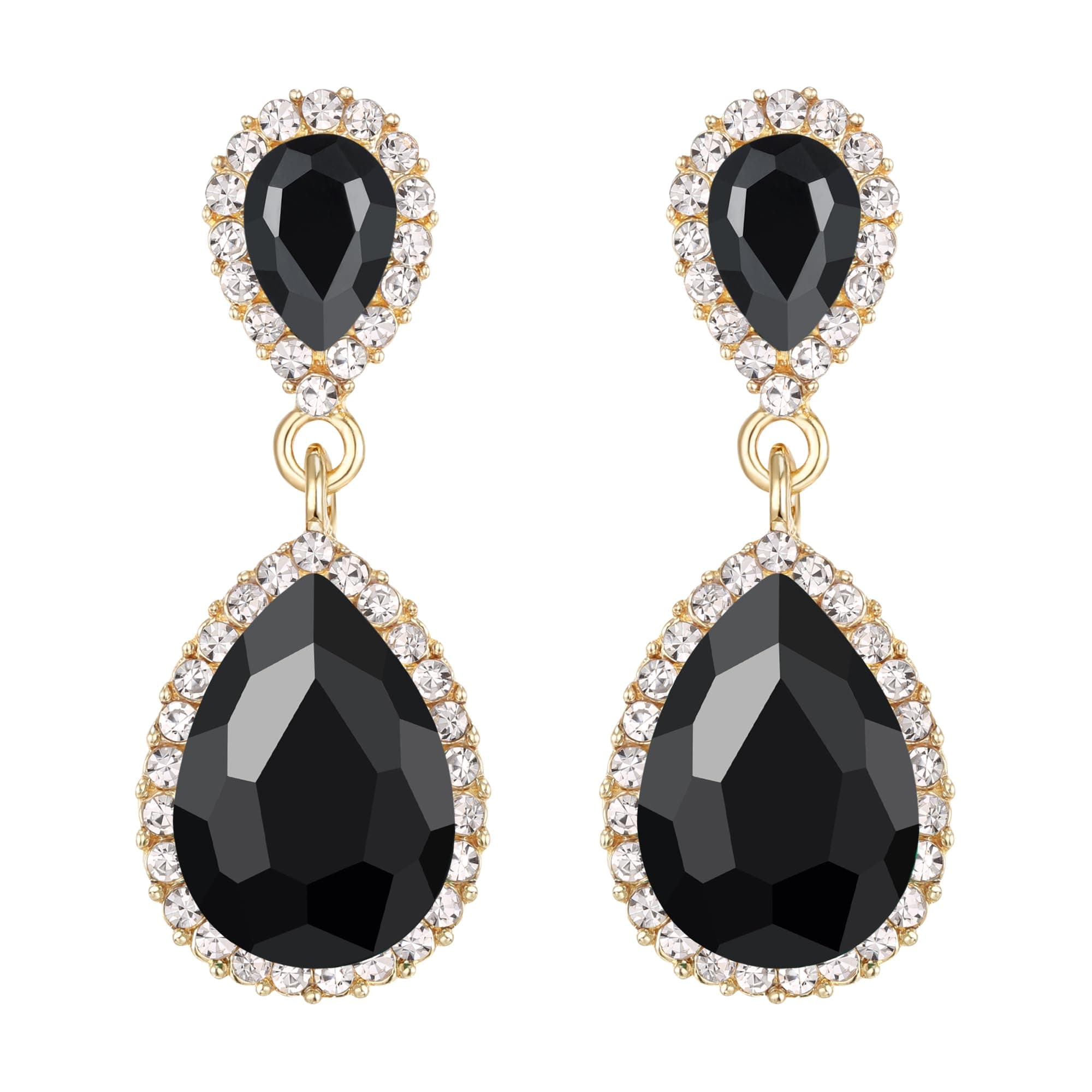 Women's Austrian Crystal Wedding Tear Drop Dangle Earrings