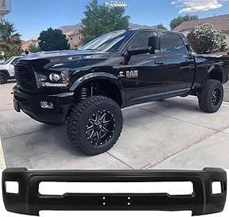 Front Bumper Compatible with 2010-2018 Dodge Ram 2500/3500, Black Truck Automotive Steel Replacement Bumpers Face Bar, with Fog Light Holes, without Sensor Holes (Style C)