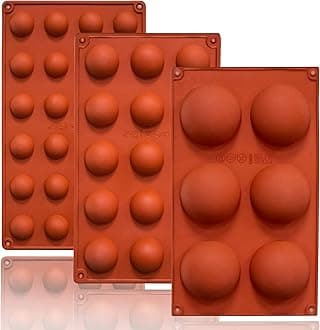 Lerykin Semi Circular Silicone Molds, Non-Stick Silicone Chocolate Molds,3 Packs Baking Molds for Making Chocolate, Cake, Jelly, Desert, Biscuit, Dome Mousse (6 Cups, 15 Cups and 24 Cups)