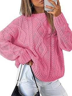 Trendy QueenWomen's Oversized Cable Knit Crewneck Sweaters