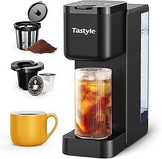 Single Serve Hot & Iced Coffee Maker with Strong Beer, 40 oz Removable Reservoir, 6 Brew Sizes, K Cup Compatible and Grounds, Compact for Home, Office,