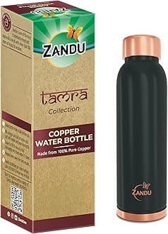 - Zandu Copper Bottle (Green): Prepared with 100% Pure Copper |Supports Digestive & Liver Health | Helps Enhance Immunity| Useful in Promoting Overall Health (Pack of 950 ml)
