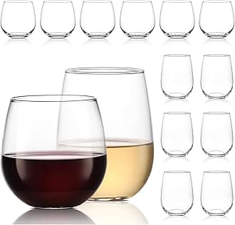 Stemless Wine Glasses Set of 12, Dishwasher Safe Set Of Wine Glasses, Perfect for Cocktails, Water, and Outdoor Glassware