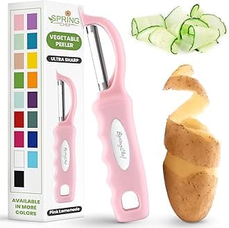 Premium Swivel Vegetable Peeler, Soft Grip Handle and Ultra Sharp Stainless Steel Blades - Perfect Kitchen Peeler For Veggie, Fruit, Potato, Carrot, Apple - Pink Lemonade