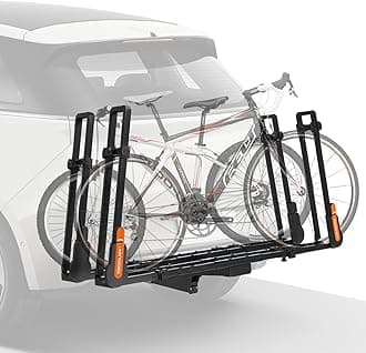 TOOENJOY Folding Hitch Bike Rack, Heavy Duty Bike Carrier Platform with Dual Arms, Fits 2" Hitch Receiver for SUV Pickup Truck, 2-Bike Capacity
