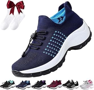 Comfort Wear Orthowear Shoes for Women, Plantar Fasciitis, Stretch Cushion Shoes (Blue, 5 UK)