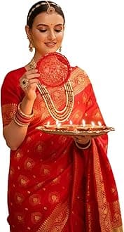 EthnicJunction Women's Paithani Silk Blend Woven Saree With Blouse Piece