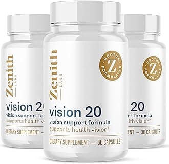 Zenith Labs Vision 20 Eye Vitamins - Lutein, Zeaxanthin, and Bilberry Extract - Supports Eye Strain, and Eye Health - Carotenoid Blend, 3 Pack