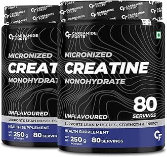 Carbamide Forte Micronised Creatine Monohydrate Powder | Creatine Supplement for Lean Muscle Volumization, Strength & Energy - Unflavoured - 83 Servings - 250g (Pack of 2)