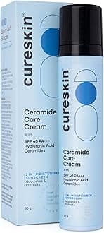 Cureskin Ceramide Moisturiser SPF 40 PA+++ Skin Barrier Repair Face Moisturizer for Men and Women | Hyaluronic Acid Moisturizer for Face | Anti Aging Cream for Women and Men