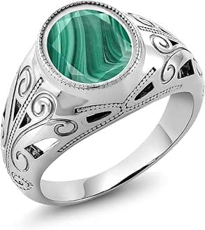 Gem Stone King Oval Gemstone Birthstone Ring for Men | 925 Sterling Silver | Oval 12X10MM | Available in Size 7, 8, 9, 10, 11, 12, 13