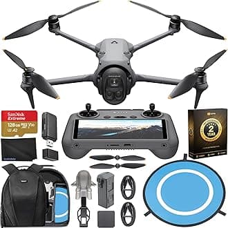 DJI Mavic 4 Pro Drone 6K60 HDR, 100MP, 51-Min Max Flight Time, 18.6-Mile Range, ActiveTrack 360 Subject/Vehicle Tracking, Omnidirectional Avoidance Bundle with 128GB Memory, 2 Year CPS Warranty, Backpack, Bundle It Better Lens Cloth + More