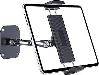 Tablet Wall Mount Holder, Aluminium Foldable Wall Mount for IPad with 360° Adjustable Rotating Base for iPad Pro Air Mini, Galaxy Tab, All 4.7-13" Phones and Tablets