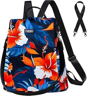 Fmeida Backpack Purse for Women Anti Theft Backpack Convertible Fashion Travel Purse Hibiscus Flower