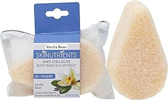 Spongeables Skinutrients Anti-Cellulite Body Wash in a Sponge, Vanilla Bean Scent, Spa Cellulite Massager, Moisturizer and Exfoliator, 20+ Washes, 4 Ounce Sponge